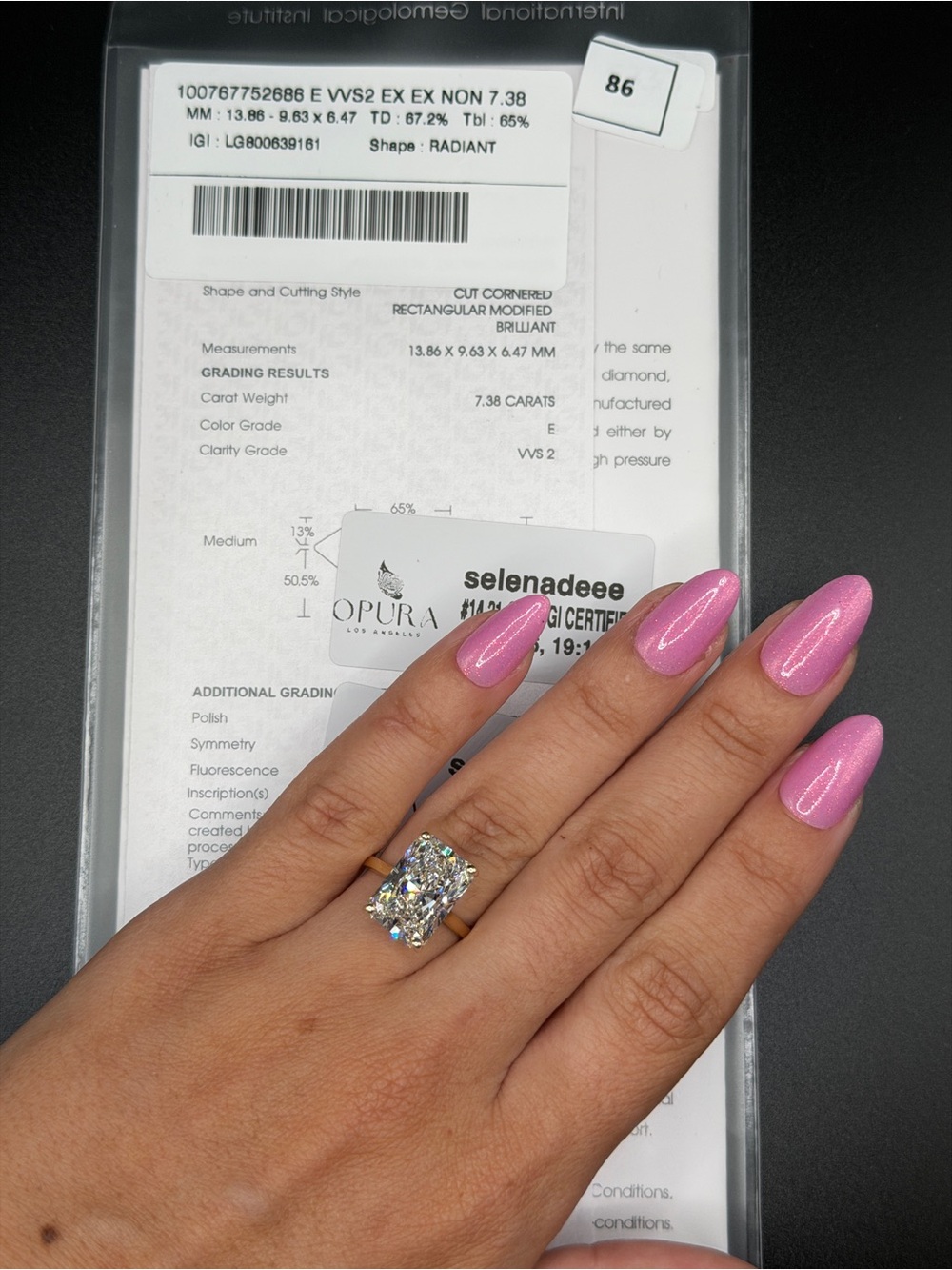 7 carat radiant diamond ring